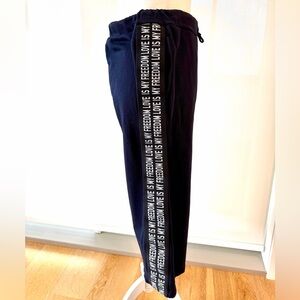 Twin-Set Navy Jersey Capris with White Text Detail